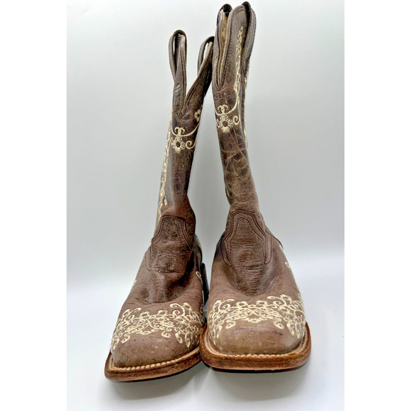 Corral Women's Crater Bone Embroidery Brown Square Toe Boots A2663 9M Wedding - Picture 7 of 16